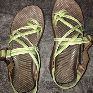 Green and Brown Chacos